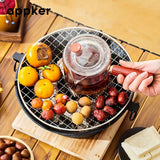 1Set, Cast Iron Charcoal Stove, Multi-functional Barbecue Stove, Round Heating Stove, Outdoor Camping BBQ Cooking Supplies