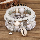 3pcs/set Vibrant Bohemian Butterfly Pendant Tassel Beaded Elastic Multi-Layer Acrylic Bracelets - Stylish Boho Accessories for Men and Women - Perfect Daily Decoration, Gift for Family, Friends, Boyfriends, and Girlfriends on
