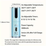 Automatic Cordless Hair Curler, Portable USB Rechargeable Curling Iron, LCD Display, Suitable For Travel And Quick Styling