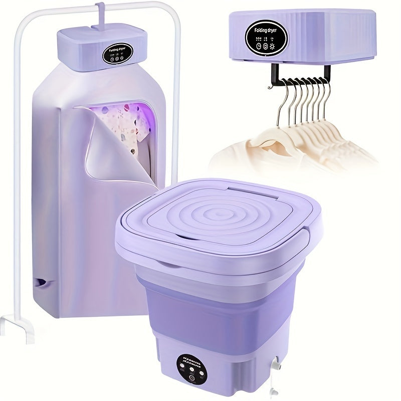 A Portable Washing Machine + A Portable Clothes Dryer, A Total Of Two Washing And Drying Sets, Folding Mini Small Washing Machine, Storable Portable Dryer, Home, Travel, Car, Dormitory And Apartment, Simple To Use And Does No