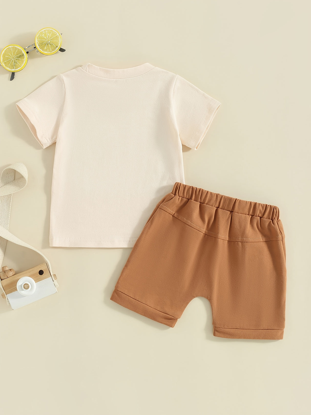 Toddler Boys 2pcs Shorts Sets Short Sleeve Letter Print Tops and Drawstring Shorts Sets, for Outdoor