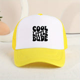 Casual Trendy "COOL LITTLE DUDE" Mesh Stitching Cap, Sun Protection Comfortable Breathable Cap For Summer Holiday Outdoor Traveling Boys And Girls Accessories