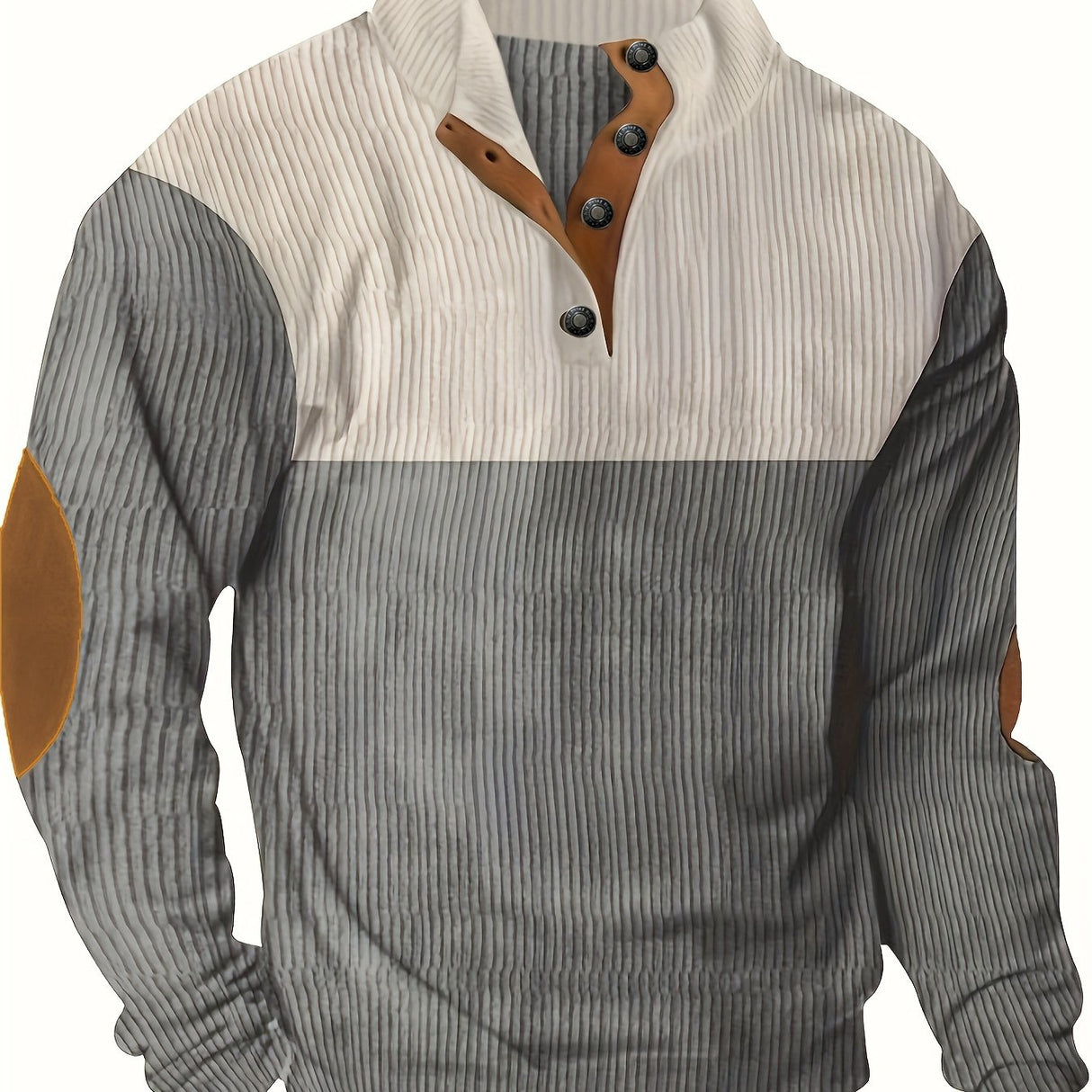 Retro Color Block Knitted Ribbed Sweater, Men's Casual Warm Mid Stretch Stand Collar Pullover Sweater For Men Fall Winter, Old Money Style