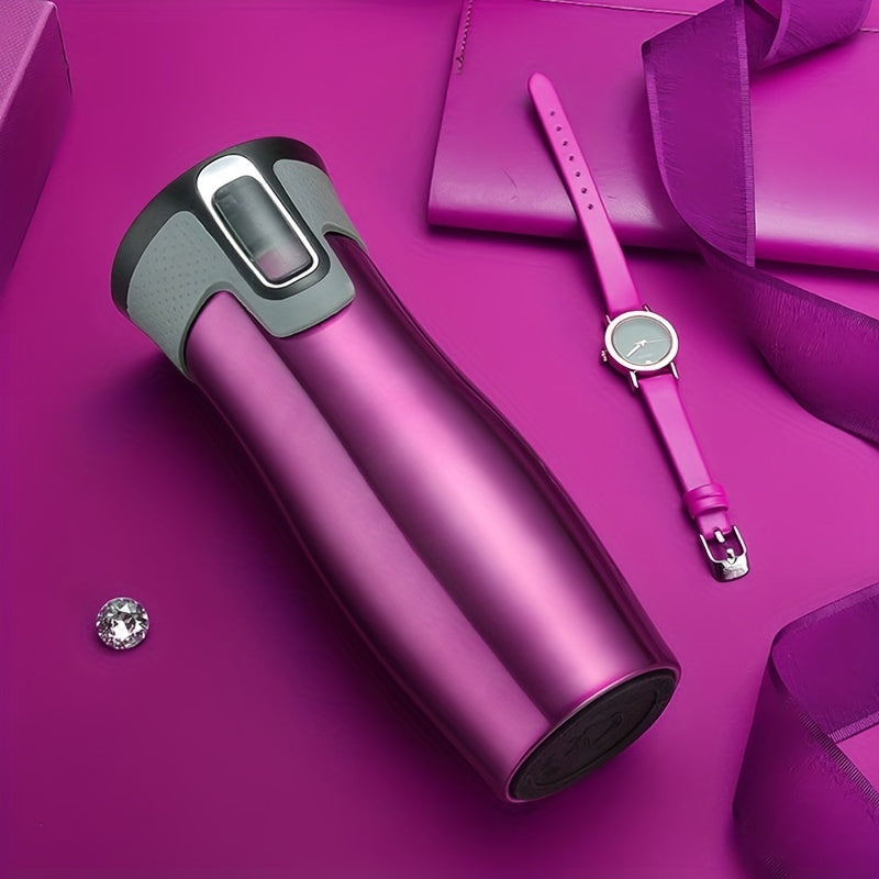 1pc, 304 Stainless Steel, 450ml/15.2oz Vacuum Travel Mug, Thermal Water Cups, Heat Insulation Drinking Cups