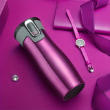 1pc, 304 Stainless Steel, 450ml/15.2oz Vacuum Travel Mug, Thermal Water Cups, Heat Insulation Drinking Cups