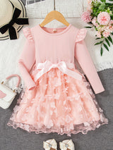 Girls Elegant Princess Tutu Dress Long Sleeves Dresses Kids Clothes For Christmas Gift Party