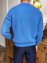 Cozy Solid Color Crew Neck Sweater for Men - Long Sleeve Pullover Tops for Spring and Fall - Soft, Breathable, and Versatile Casual Wear