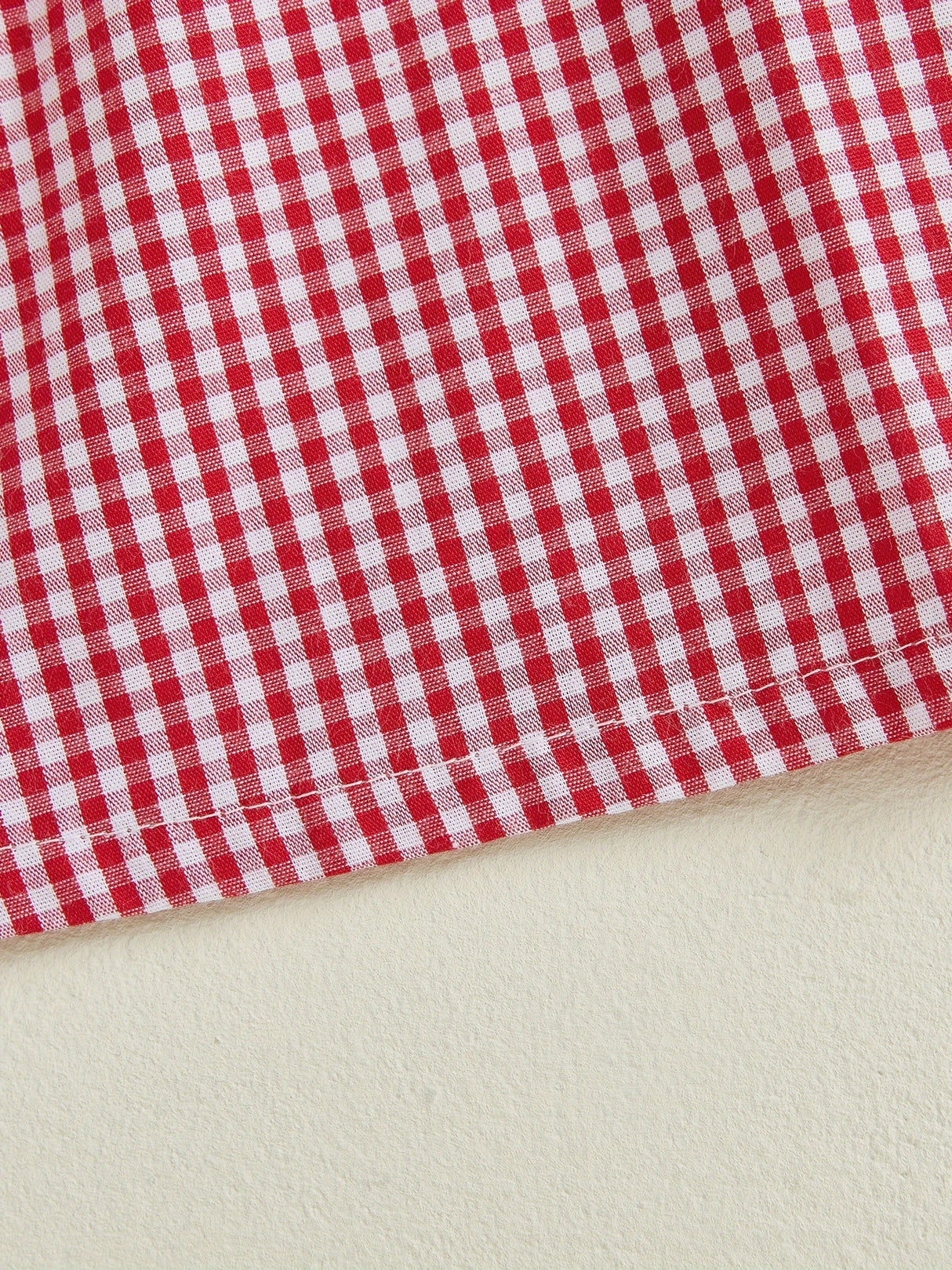 Toddler Girls Patriotic 4th of July Dress with American Flag Embroidery, Ruffled Sleeves & Bow Detail - Red Gingham A-Line Cotton Blend Beach Party Outfit for Independence Day Celebrations, Little Girls Outfit Sets