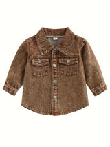 Toddler Boys Girls Outerwear Denim Jackets Button Down Jeans Coat Long Sleeve Shirt Top Fall Cowboy Clothes For 708.66inch-6Y