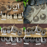 Boho Hollow Dangle Earrings - Vintage Ancient Silver U-Shaped Jewelry for Women
