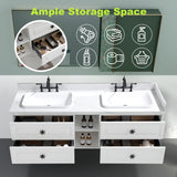 72×23×21inch Wall Hung Wood Frame Doulble Sink Bath Vanity Cabinet Only In Bathroom Vanities Without Tops With Roomy Storage Compartments For Holding Bathroom Essentials
