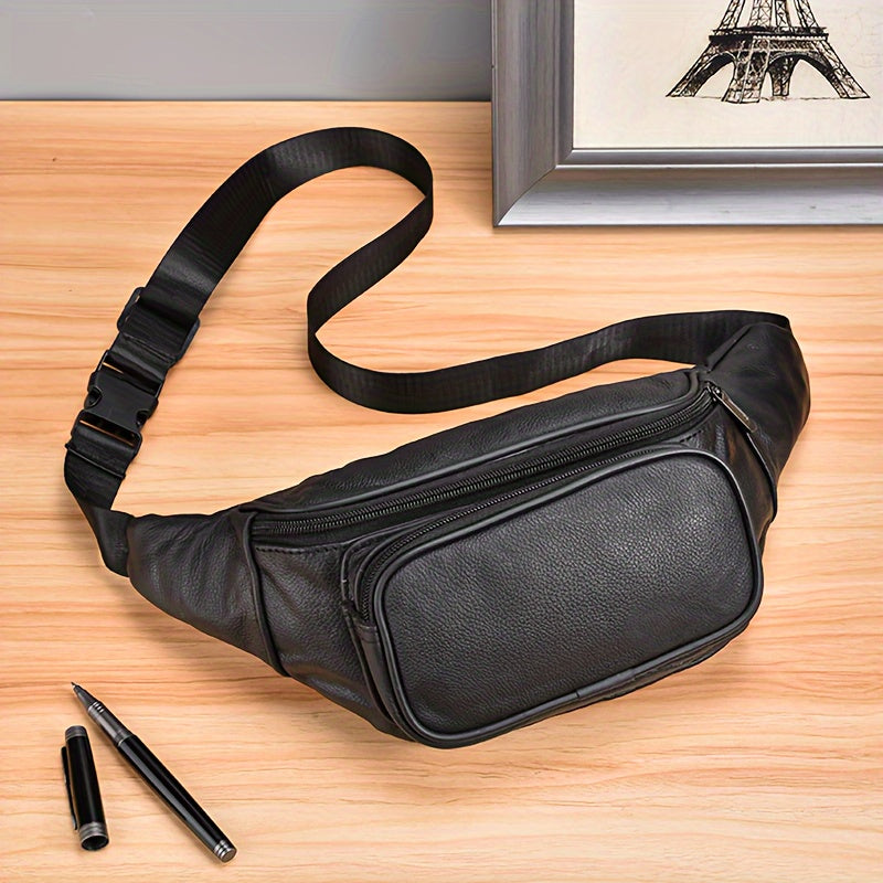 Stylish Waist Bag Genuine Leather Top Layer Cowhide Classic Belt Bag For Men Women, Sports Casual Fanny Pack, Business Cash Bag