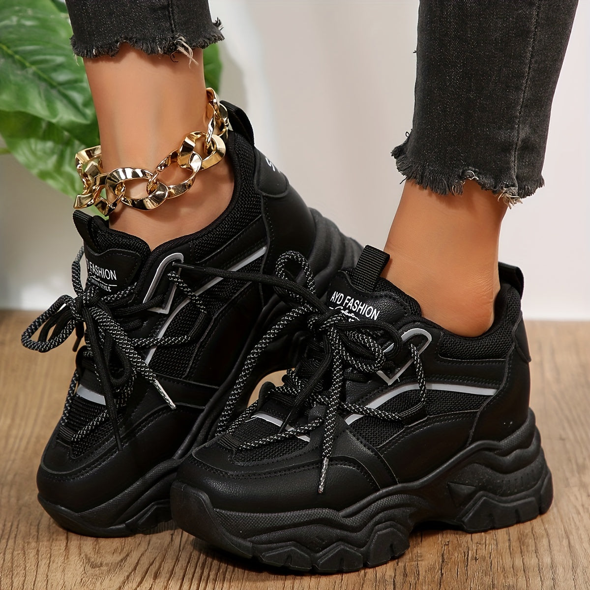 Women's Shockproof Thick Bottom Running Shoes, Casual Breathable Non-slip Sports Shoes
