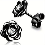 Shiny Zircon Flower Stud Earrings - Delicate Daily Jewelry for Women