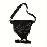 Punk Style Cotton Waist Pack for Women, Spiked Gothic Belt Bag with Large Capacity, Vintage Foldable Hip Pouch for Parties with Adjustable Strap, Lightweight with Snap Closure and Polyester Lining, Phone Holder Uncharged Bat