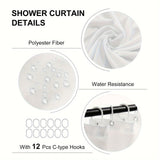 1/4pcs Deluxe White Daisy Pattern Shower Curtain Set - Bathroom Essentials with Non-Slip Mat, U-Shaped Toilet Mat, and 12 Hooks - Complete Bathroom Decor Solution