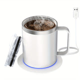 Electric Coffee Mug Warmer Set For Desk - Heating Base & Lid - Intelligent Mug For Heating Milk, Tea & Hot Chocolate - Keeps Drinks Up To 131°F/55°C - Perfect Gift For Coffee Lovers