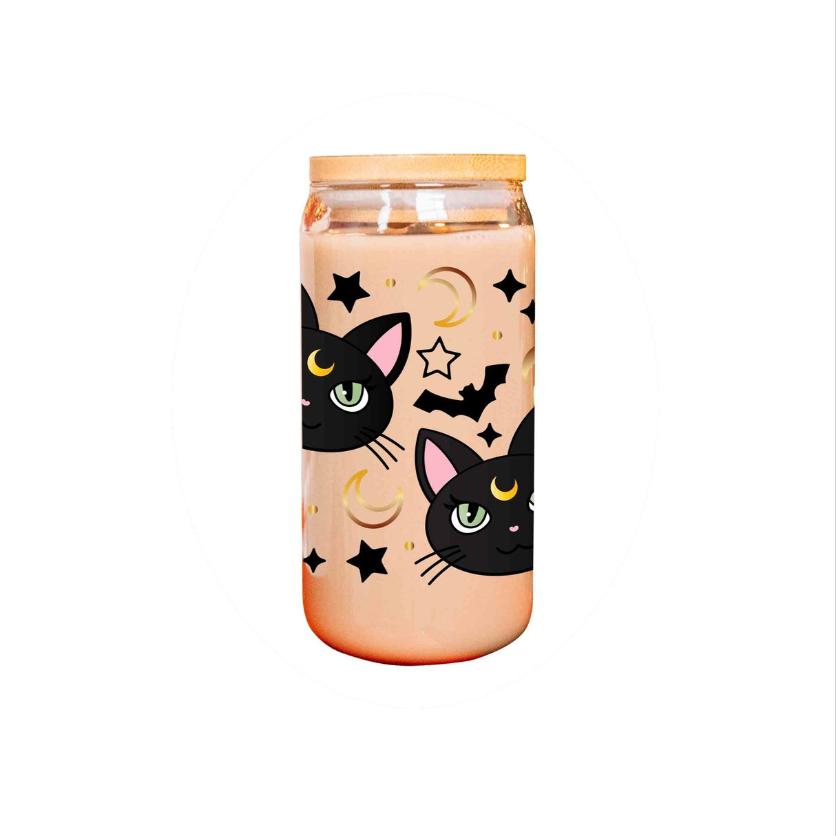 1pc, Cute Black Cat Drinking Glass With Lid And Straw, 16oz Can Shaped Water Cup, Iced Coffee Cup, For Tea, Juice, Milk, Birthday Gifts, Drinkware