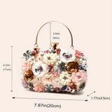 Mini Flower Decor Evening Bag, Elegant Rhinestone Clutch Bag, Women's Exquisite Dinner Bag For Party (7.87"x4.33"x1.77") For Carnaval