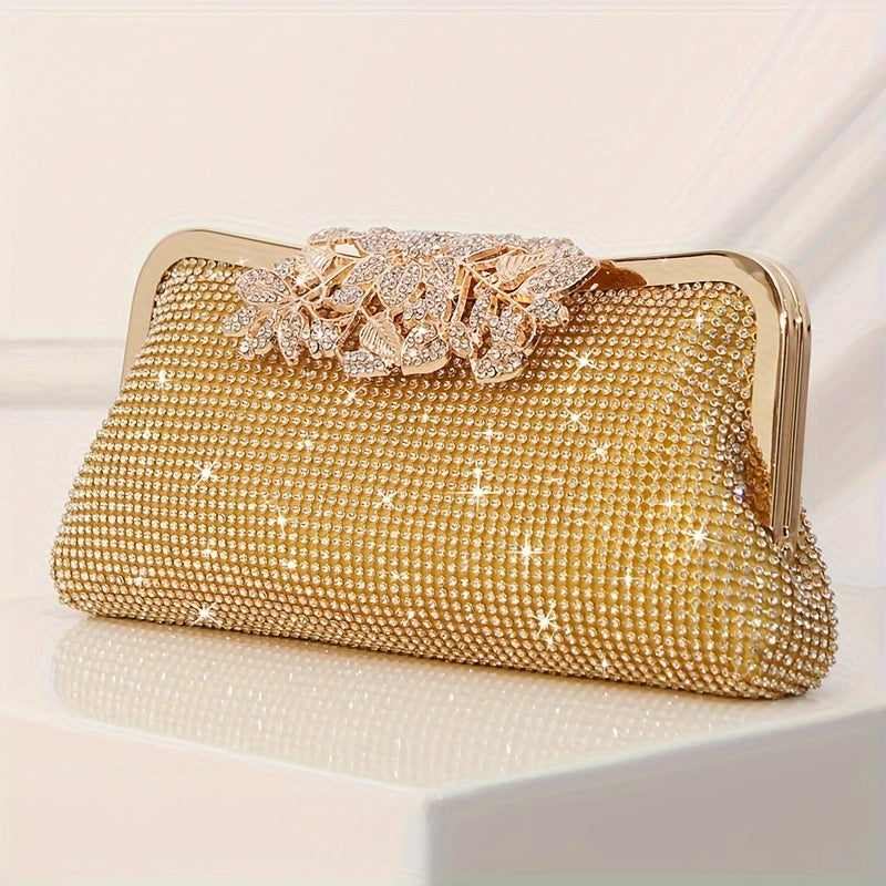 Luxurious Rhinestone Evening Clutch Bag - Small, Fashionable, Sparkling Purse for Weddings, Luxurious Dinners, and Formal Events - Elegant, Glamorous, and Eye-Catching Accessory for Women