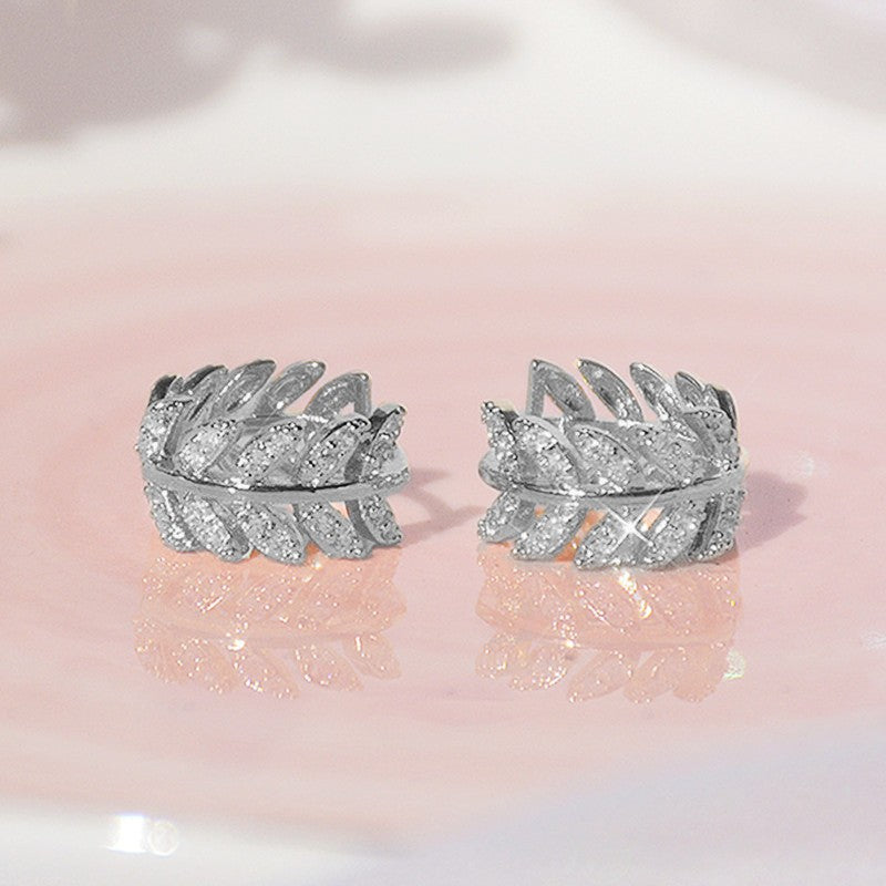 Small Exquisite Olive Branch Leaf Hoop Earrings - For Women - Party Proposal Birthday Gifts Jewelry