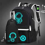 2pcs/set Cartoon Print Large Capacity Casual Backpack, 2-Piece Set: Travel Backpack, School Bag, Chest Bag