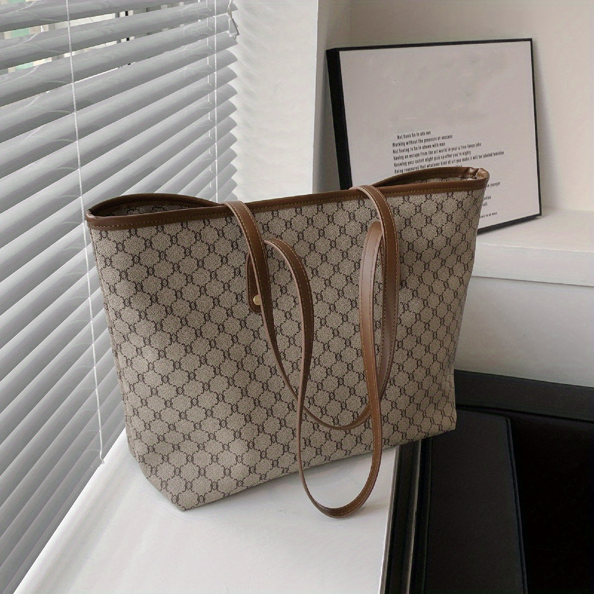 Large Capacity Tote Bag - Premium PU Leather, Spacious Shoulder Bag Design, Ample Space for Work, School Essentials - Stylish, Practical Choice for Women
