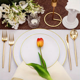 50pcs, Golden Plastic Silverware, Luxury Golden Plastic Cutlery, Heavy Weight Golden Plastic Flatware, Golden Utensils Set Disposable Include Golden Forks, Golden Spoons, Golden Knives For Party