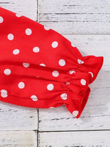 Baby Girl Outfit Red Head Knot+Red Dot Jacket+Black Suspender Mesh Skirt Three Pieces Set with 3 - 24 Months