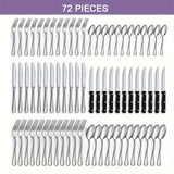 48/72pcs Silverware Set, Including Steak Knife, Premium Stainless Steel Cutlery Set, Knife, Spoon, And Fork Set, Dishwasher Washable, Stylish Design