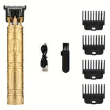 USB Rechargeable 320mAh Lithium Battery T9 Vintage Carving Men'S Electric Razor - Wet/Dry Shaving Clipper Body Hair Trimmer - ABS Plastic