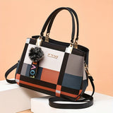 Stylish Color Block Women's Tote Bag with Pendant