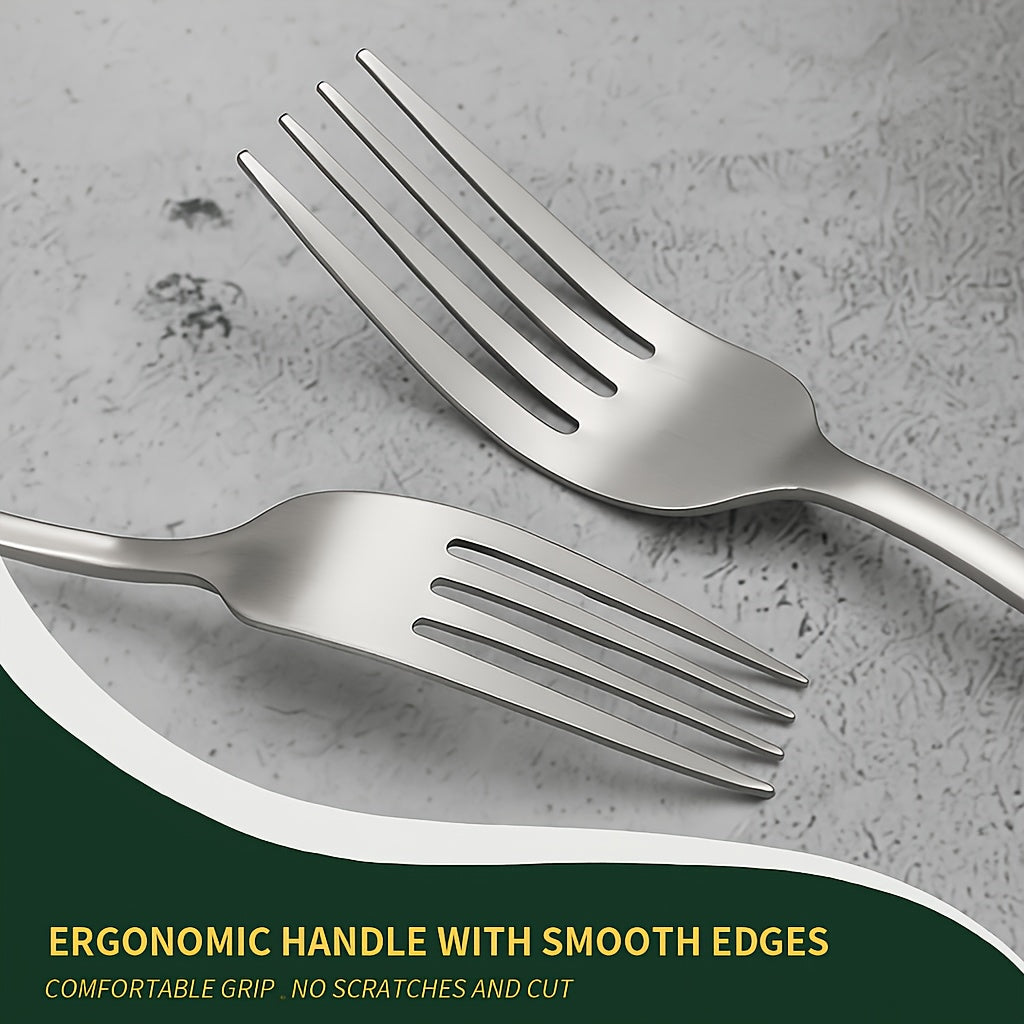 40/60pcs Stainless Steel Silverware Set, Western Food Utensils, Dinner, Supplies Including Knives, Forks, Spoons, Restaurants, Hotels, Family Birthday, Wedding, Outdoor Events, Independence Day, Christmas Party Gifts, Can Be