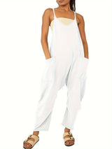 Women's Sleeveless Maternity Jumpsuits Casual Spaghetti Strap Overalls Long Harem Pants Romper with Pockets
