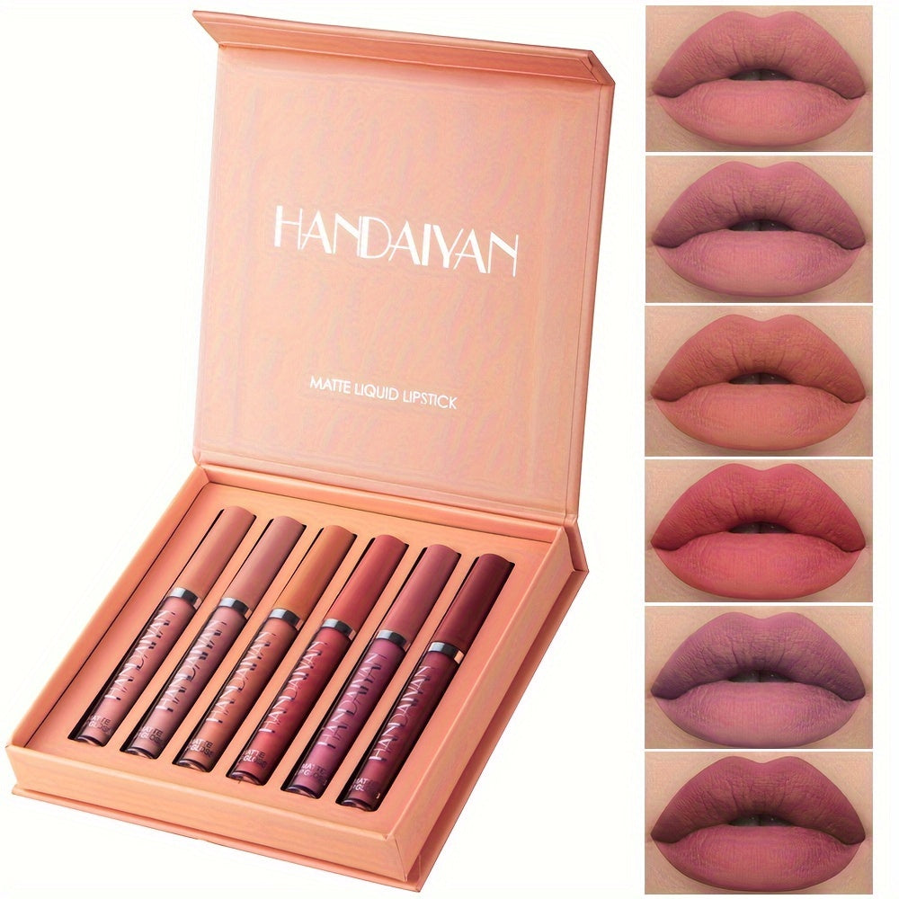 6 Pcs Matte Long-Lasting Wear - Liquid Lipstick Makeup Set - Non-Stick Cup Not Fade Waterproof Lip Gloss