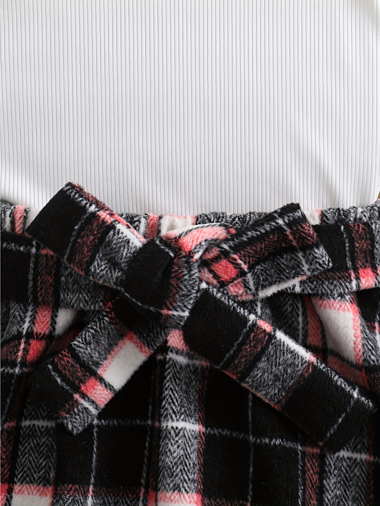 Girl's Trendy 3pcs, Ribbed Long Sleeve Top & Hat & Belted Skirt Set, Plaid Pattern Casual Outfits, Kids Clothes For Spring Autumn