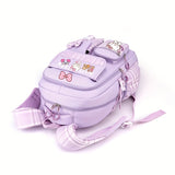 Sanrio Hello Kitty Backpack with 2 Free Hairpins - Large Capacity Laptop Backpack, Lightweight School Bag with Adjustable Straps & Zipper Closure, Cute Purple Plaid & Hello Kitty Prints, Gift for Girls, Birthday, Sanrio Fans