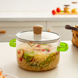 2-Piece Set Glass Cooking Pot With Lid - Transparent Glass, Double Handle - For Cooking Noodles, Pasta, Soup, Milk & More - Suitable for Everyday Cooking - Ideal Gift for Foodies & Home Cooks