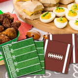 [Football Party Essentials] 60pcs Football Party Supplies Kit - Dinner Plates, Dessert Plates, Napkins, Cups, Banner and Touchdown Tablecloth - Football Birthday Party Gameday Tailgate Party Decorations
