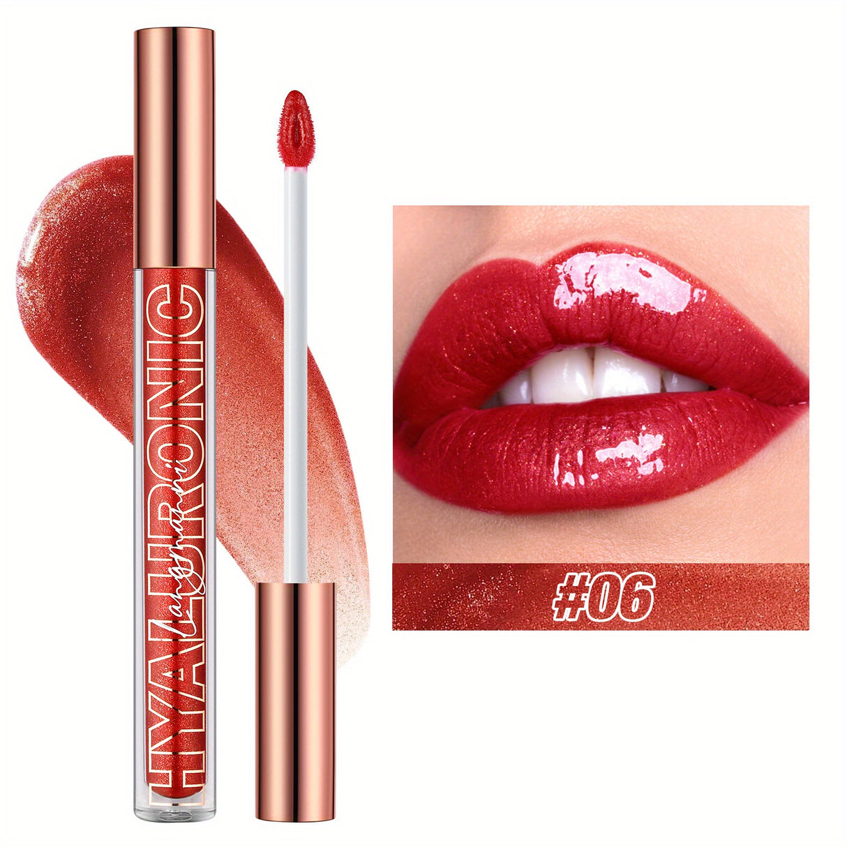 Eight Colors Hyaluronic Acid Moisturizing Lip Glaze Glitter Gloss - Non-Stick, Hydrating, Natural Nude Makeup - Perfect Valentine's Day Gifts, Music Festival Essentials, Long-Lasting, Cruelty-Free, Paraben-Free