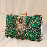 Vintage Glamour Ladies' Cocktail Clutch Bag - Sparkling Rhinestones, PU Leather, Optional Chain Shoulder Strap, Stylish Party Prom Handbag with Classic Design and Timeless Elegance