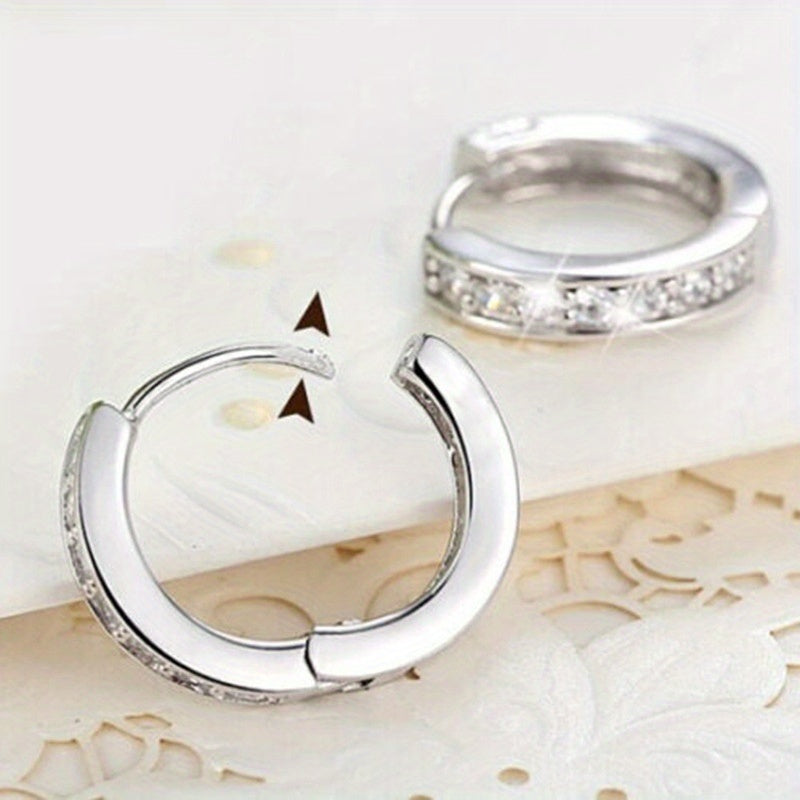 [Luxury Hoop Earrings] Nickel-Free Copper Luxury Elegant Zirconia Hoop Earrings for Women | Sparkling Round Wedding Bridal Jewelry, Daily & Party Occasion, Valentine's Day Gift, Everyday Earrings, Durable Earrings