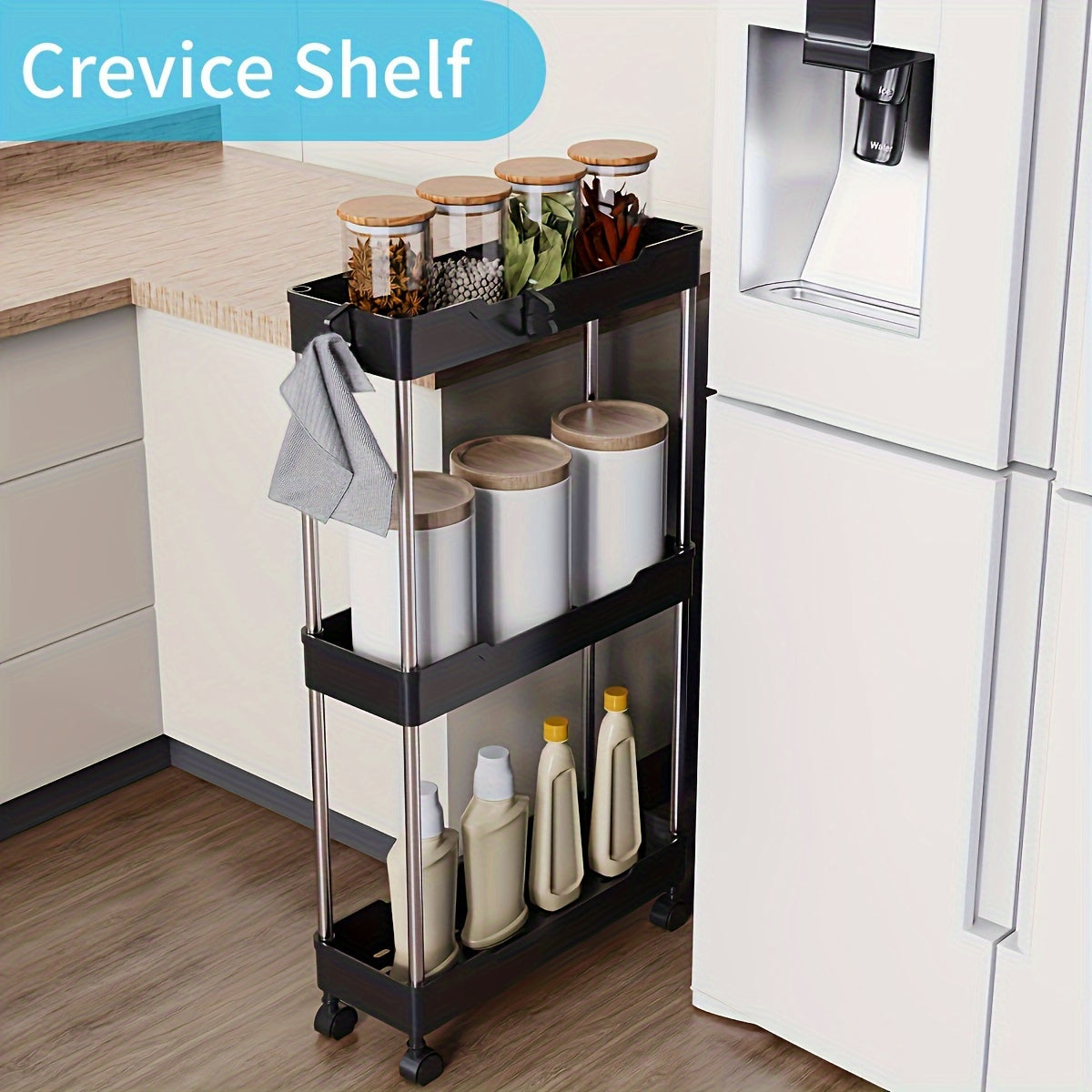 1pc 3/4 Layers Rolling Storage Cart - Spacious and Adjustable Storage Capacity, Versatile and Convenient, Easy-to-Move and Portable, Compact and Space-Saving Design - Ideal for Organizing Bathroom Essentials, Perfect for Stor