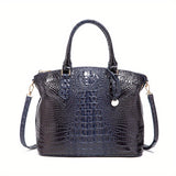 Fashion-Forward Crocodile Pattern Tote Bag - Double Handle Work Purse with Secure Zipper Closure - Perfect for Stylish, Professional Women - A Trendy Daily Accessory