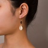 Vintage Seashell Dangle Wooden Bead Earrings For Women