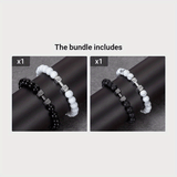 2pcs Men Dumbbell Decor Beaded Bracelets, Gift For Family And Friends, Holiday Birthday Gift For Boyfriends