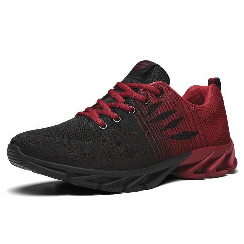 Men's Trendy Knitted Breathable Lightweight Shock-Absorbing Comfy Running Shoes, Spring And Summer