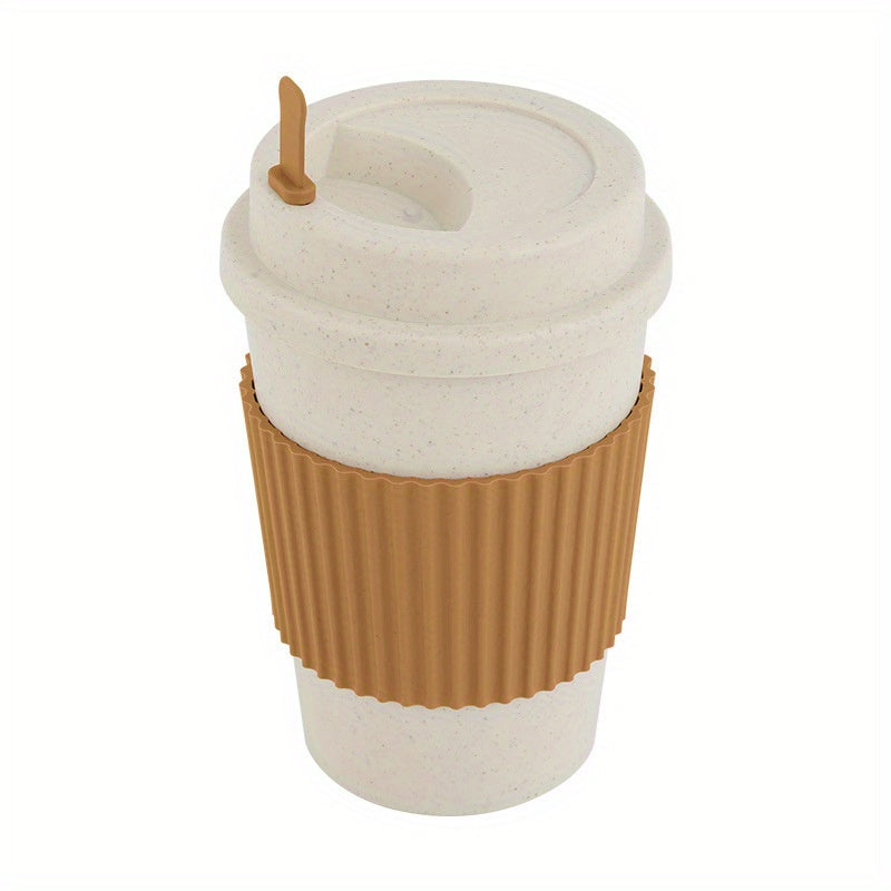 1pc 21oz Portable Reusable Coffee Cup, Travel Wheat Straw Fiber Mug for Restaurant, Hotel, Commercial, Outdoor, Office, Home, Car Use - 4 Colors Available