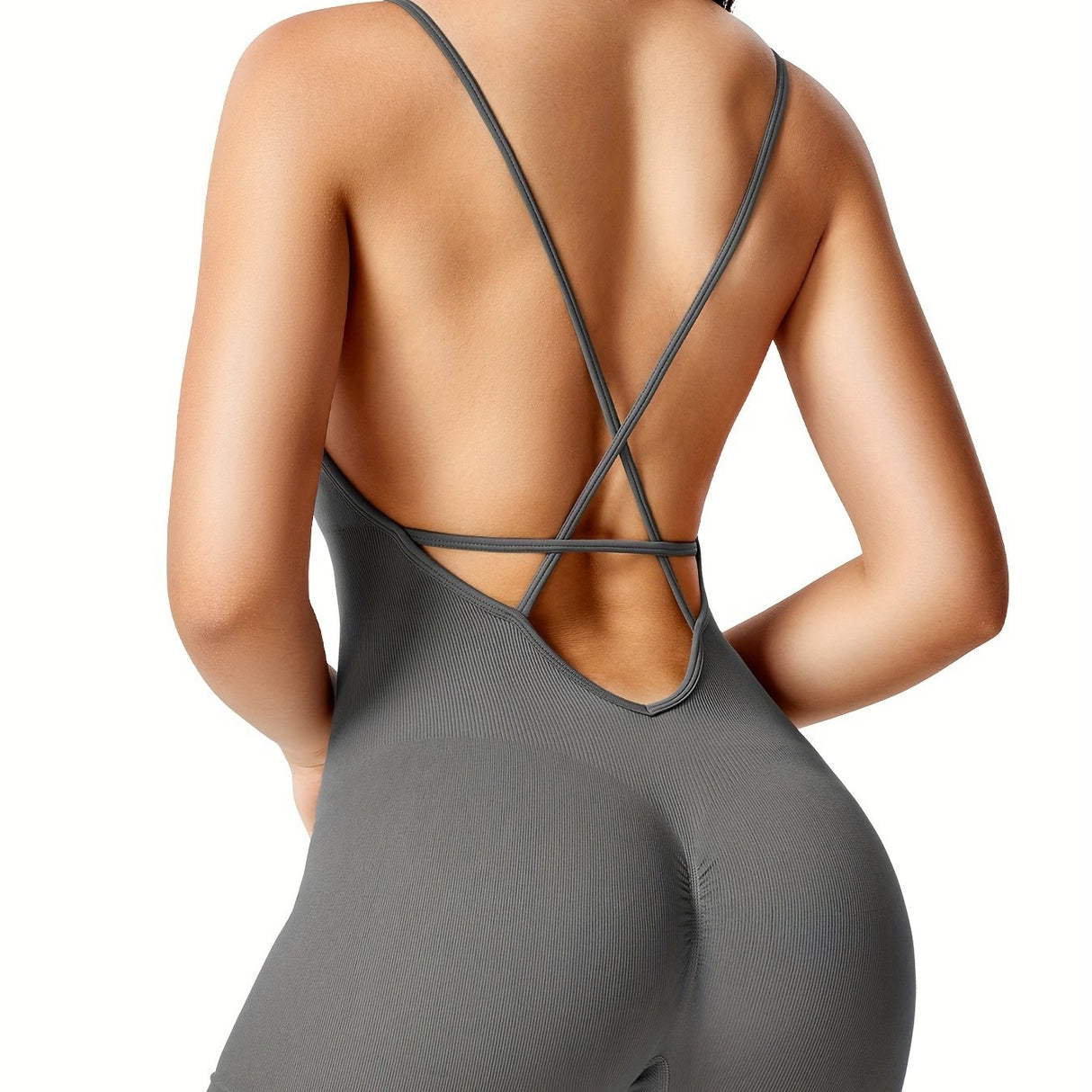 [Sexy Backless Romper Shorts] Sexy Backless Jeni Scrunch Butt Romper Shorts - Form Fitting Bodysuits For Women Body Shaper Workout Jumpsuits