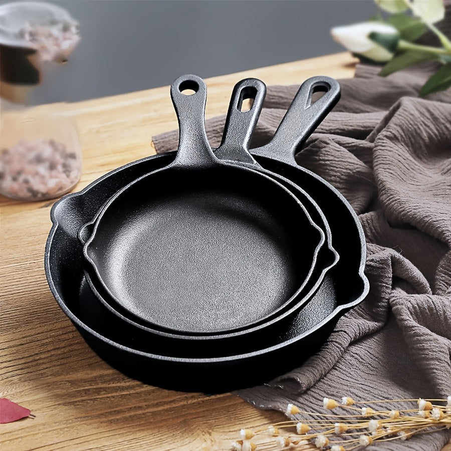 [Cast Iron Skillet] 3pcs/4pcs/5pcs Cast Iron Skillet Set | 6 Inch/8 Inch/10 Inch Cast Iron Frying Pan, Household Pan, Kitchen Accessories, Home Cook, Cast Iron Pan Without Coating Set